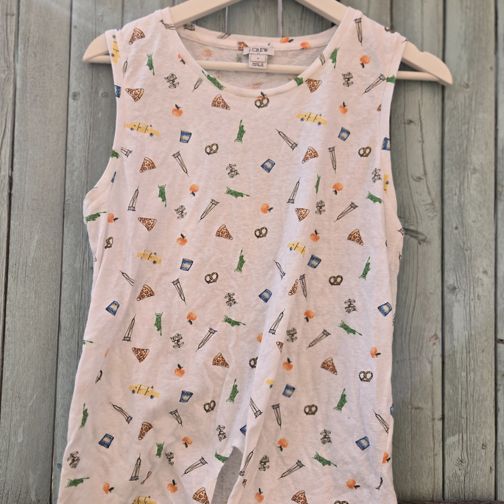 J.Crew Women’s NYC Print Tie-Front Tank – Size Small - Picture 1 of 2